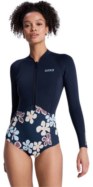 2026 Roxy Womens Swell Natural 1mm Front Zip Spring Wetsuit 26BW243506 - Flower
